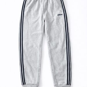 Adidas Kids Light Gray Sweatpants with Black Stripes
